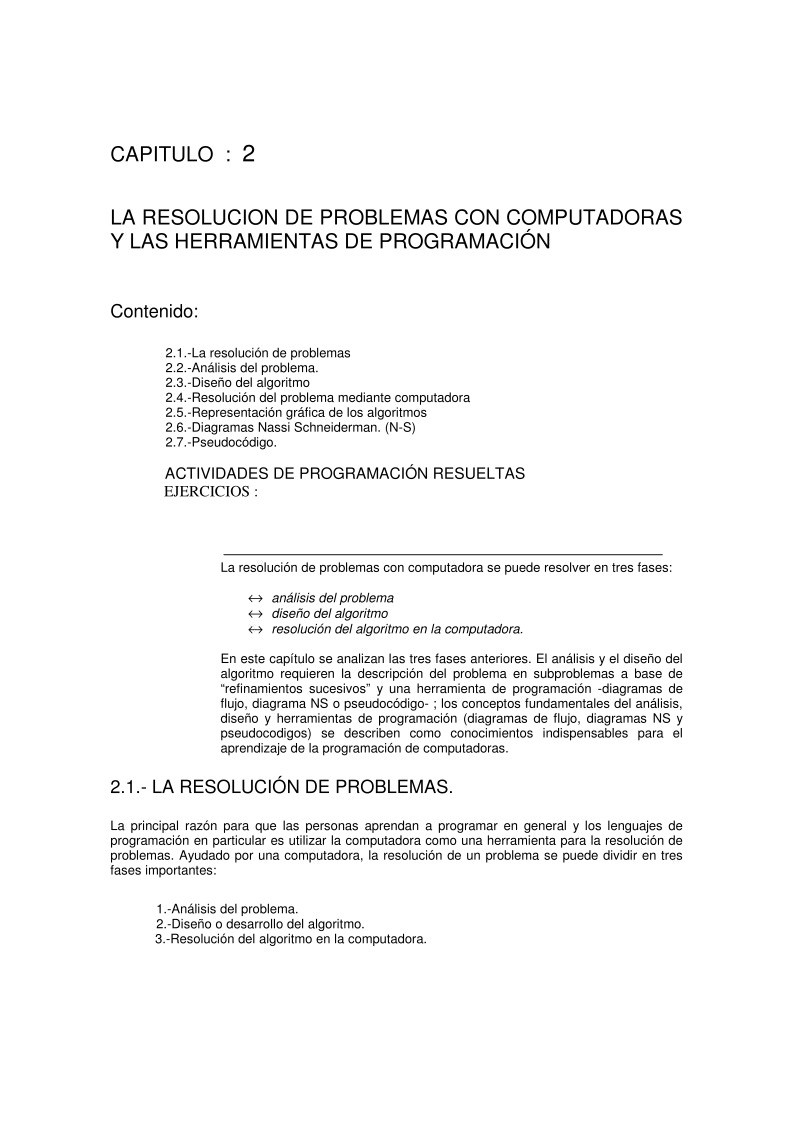 Imágen de pdf Capitulo : 2 - La resolución de problemas con computadoras y las herramientas de programación