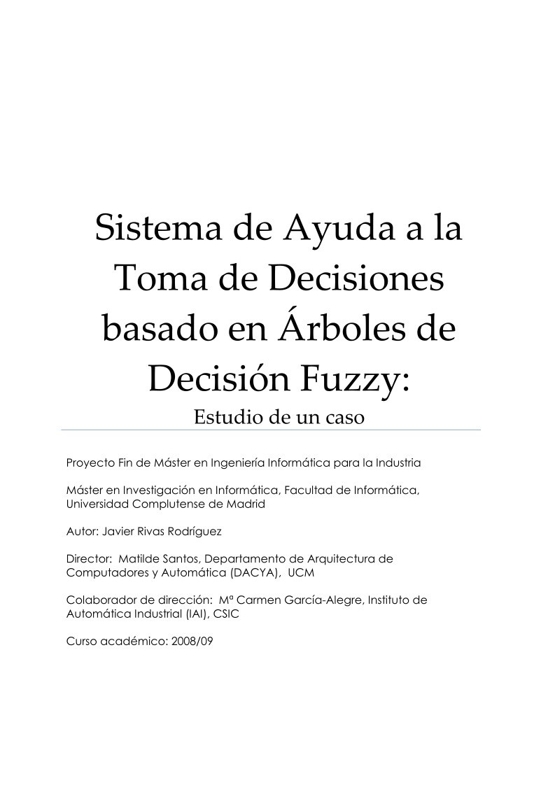 Imágen de pdf Sistema de Ayuda a la Toma de Decisiones basado en Árboles de Decisión Fuzzy