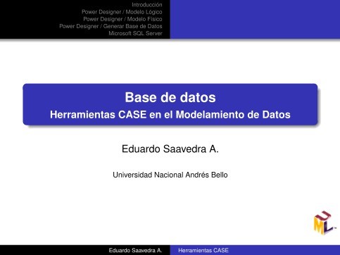 Imágen de pdf Base de datos - Herramientas CASE en el Modelamiento de Datos