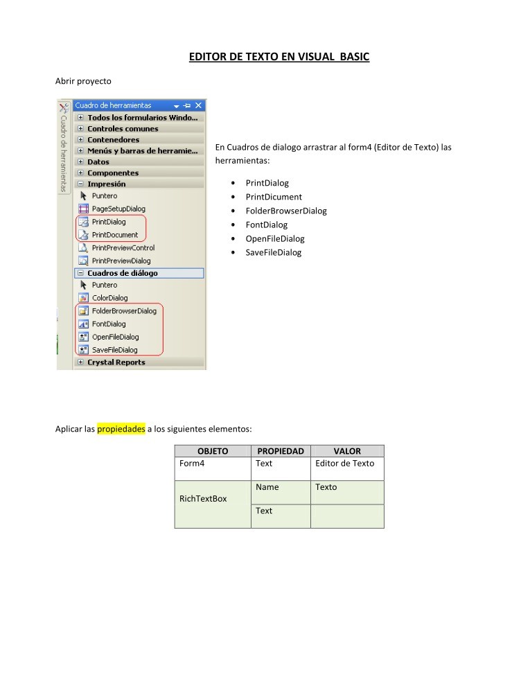 Imágen de pdf Editor de texto en Visual Basic