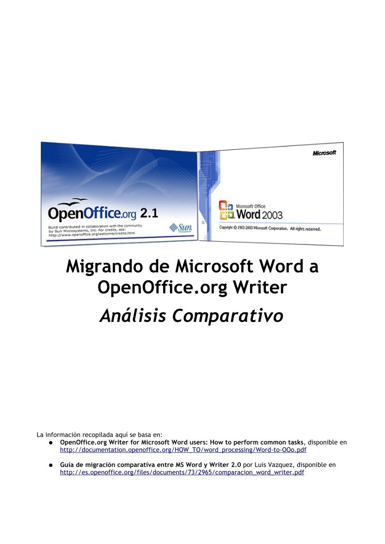 Imágen de pdf Migrando de Microsoft Word a OpenOffice.org Writer - Análisis Comparativo
