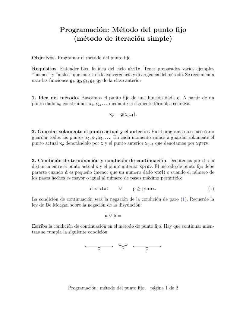 Imágen de pdf Programación: Método del punto fijo (método de iteración simple)