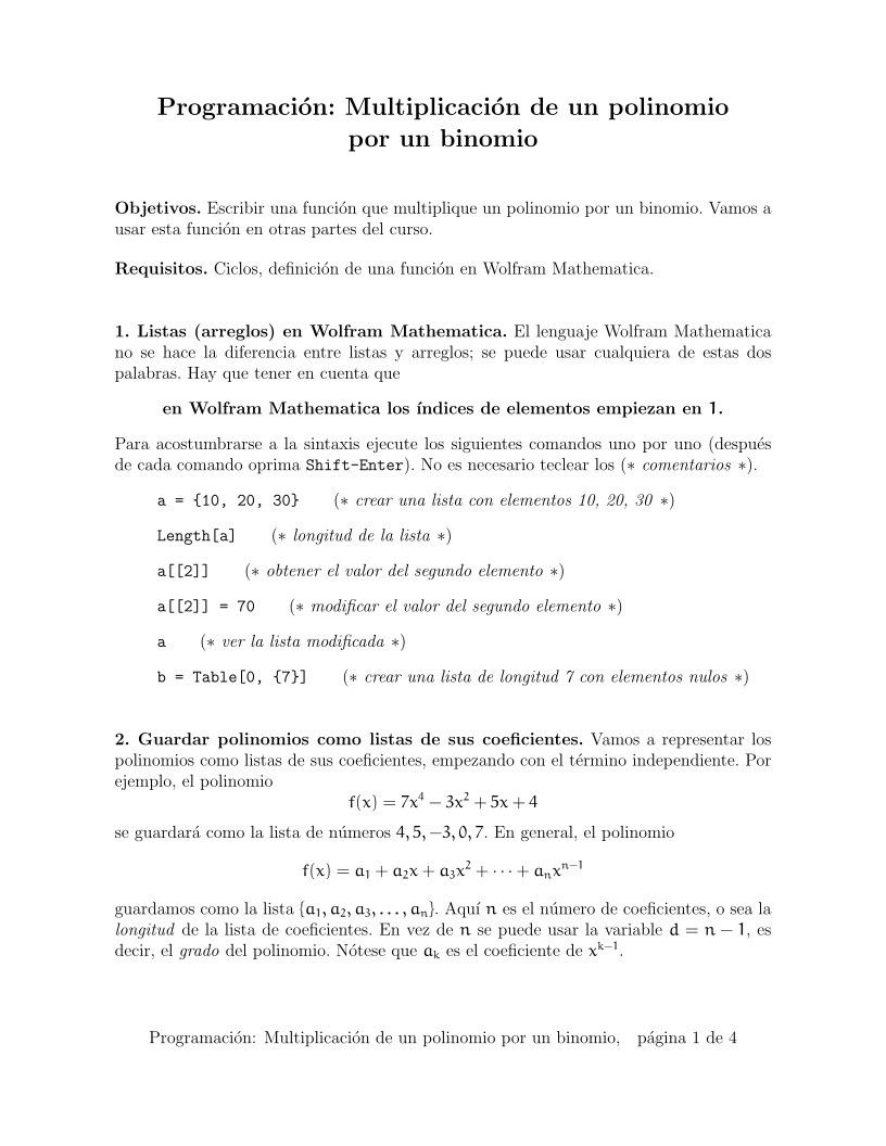 Imágen de pdf Programación: Multiplicación de un polinomio por un binomio