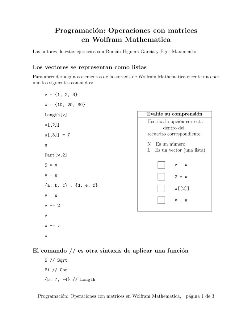 Imágen de pdf Programación: Operaciones con matrices en Wolfram Mathematica
