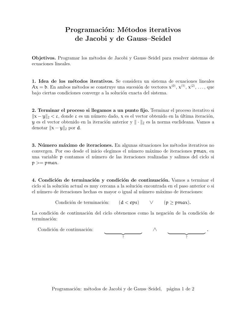 Imágen de pdf Programación: Solución de sistemas de ecuaciones lineales con métodos iterativos de Jacobi y de Gauss–Seidel