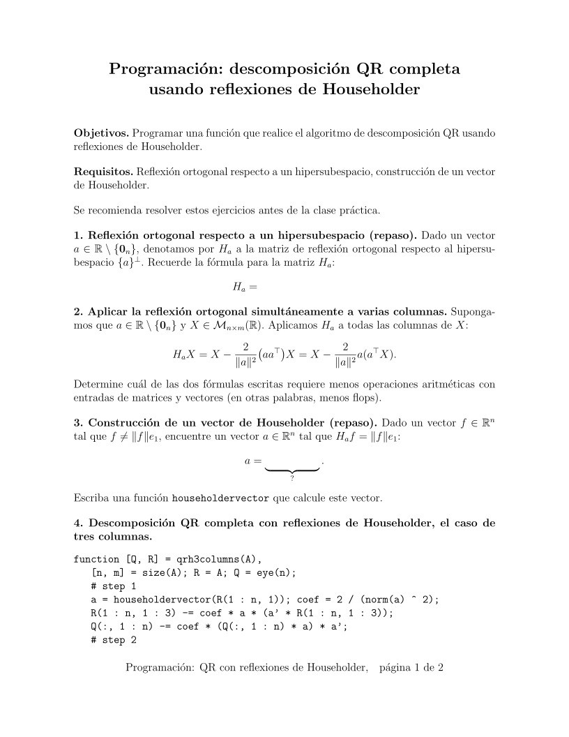 Imágen de pdf Programación: descomposición QR completa usando reflexiones de Householder