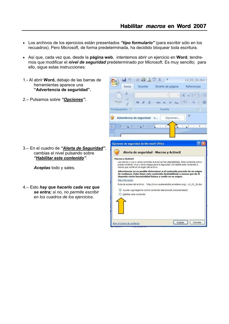 Imágen de pdf Habilitar macros en Word 2007