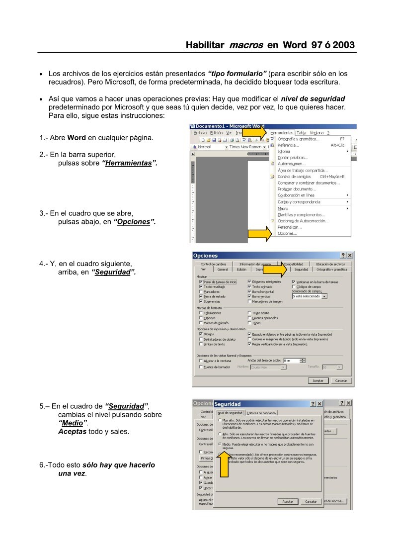 Imágen de pdf Habilitar macros en Word 97 ó 2003