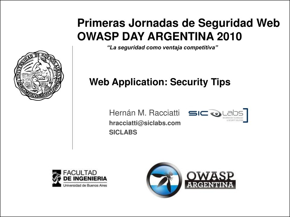 Imágen de pdf Web Application: Security Tips