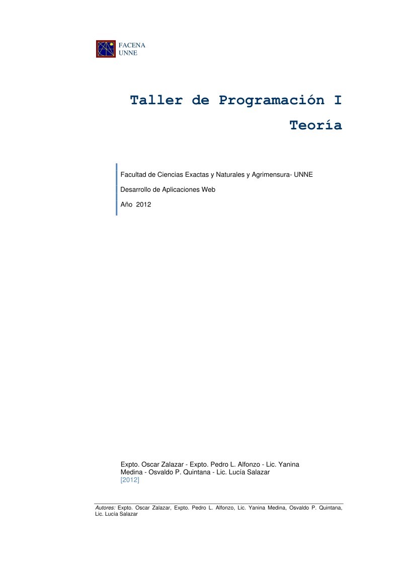 Imágen de pdf Taller de Programación I - Teoría