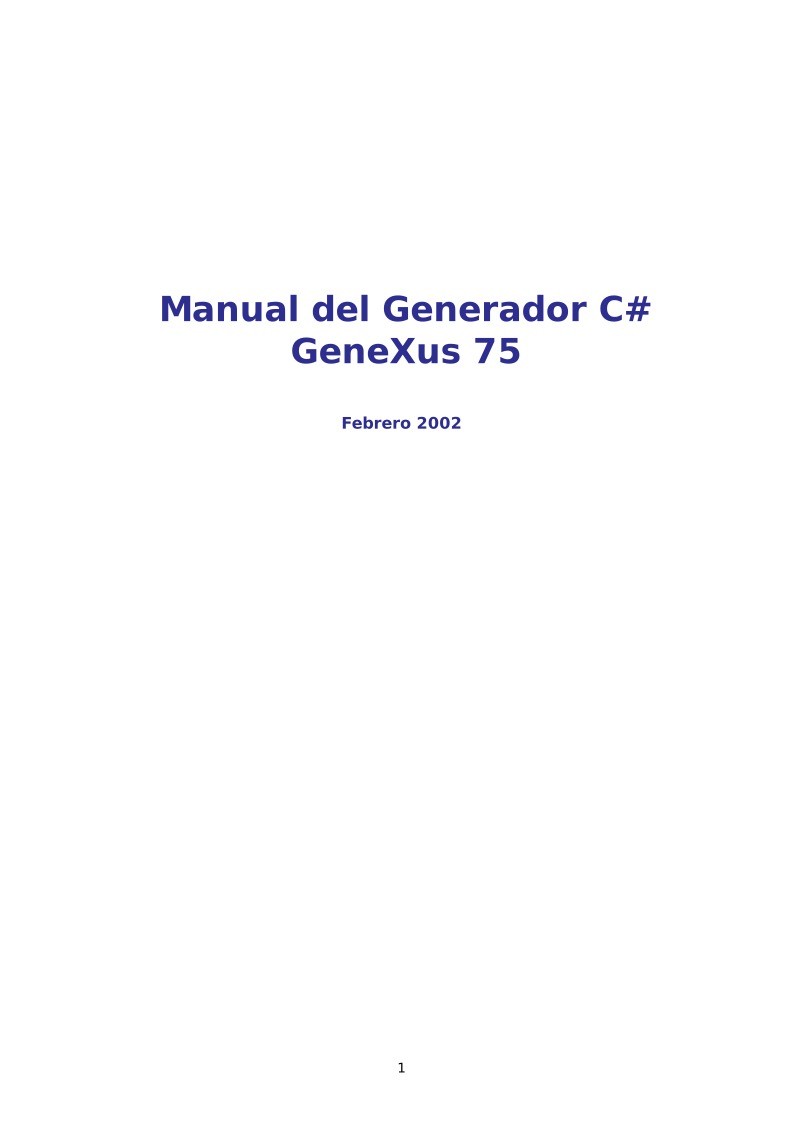 Imágen de pdf Manual del Generador C# - GeneXus 7.5
