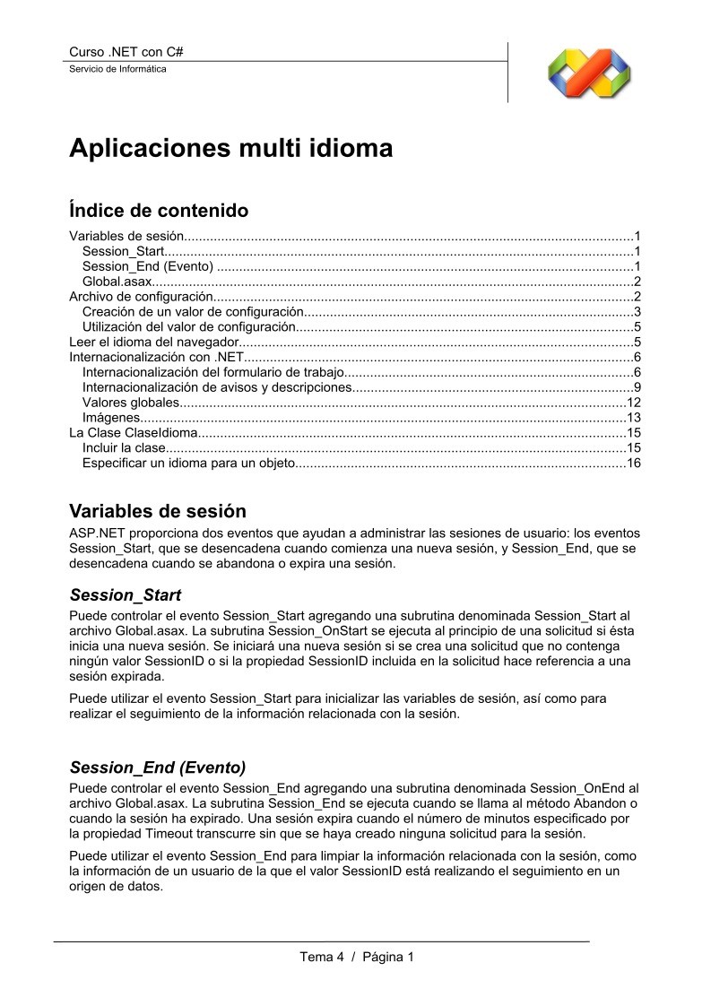 Imágen de pdf Curso .NET con C# - Aplicaciones multi idioma