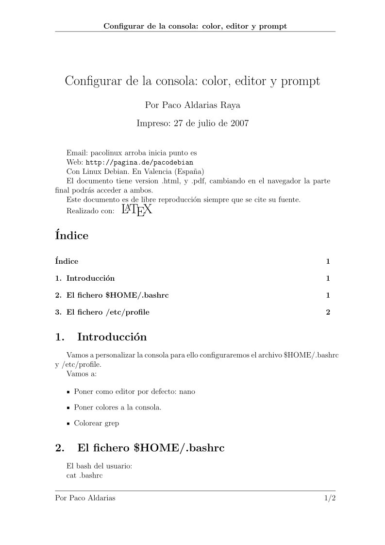 Imágen de pdf Configurar de la consola: color, editor y prompt