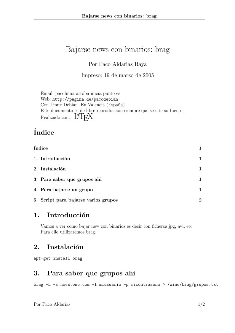 Imágen de pdf Bajarse news con binarios: brag