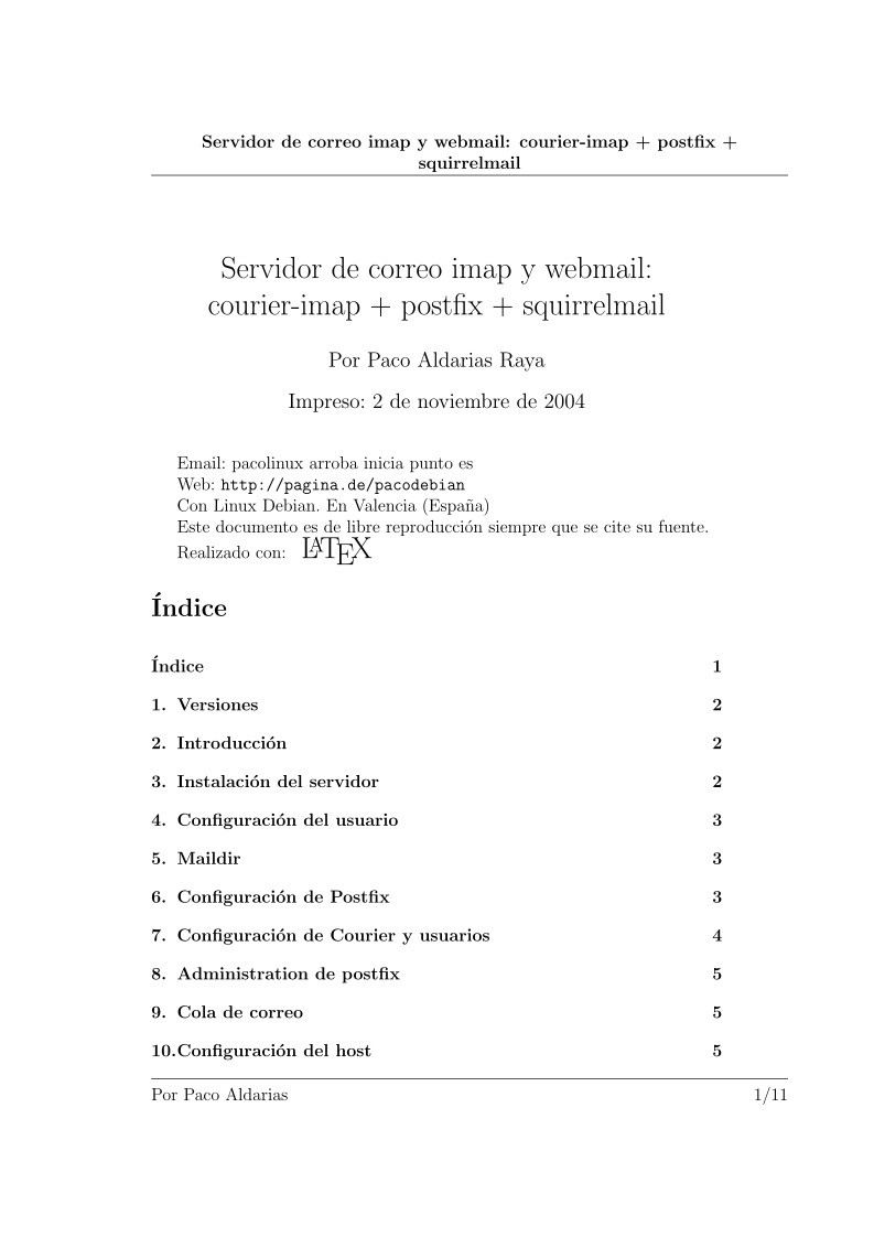 Imágen de pdf Servidor de correo imap y webmail: courier-imap + postfix + squirrelmail