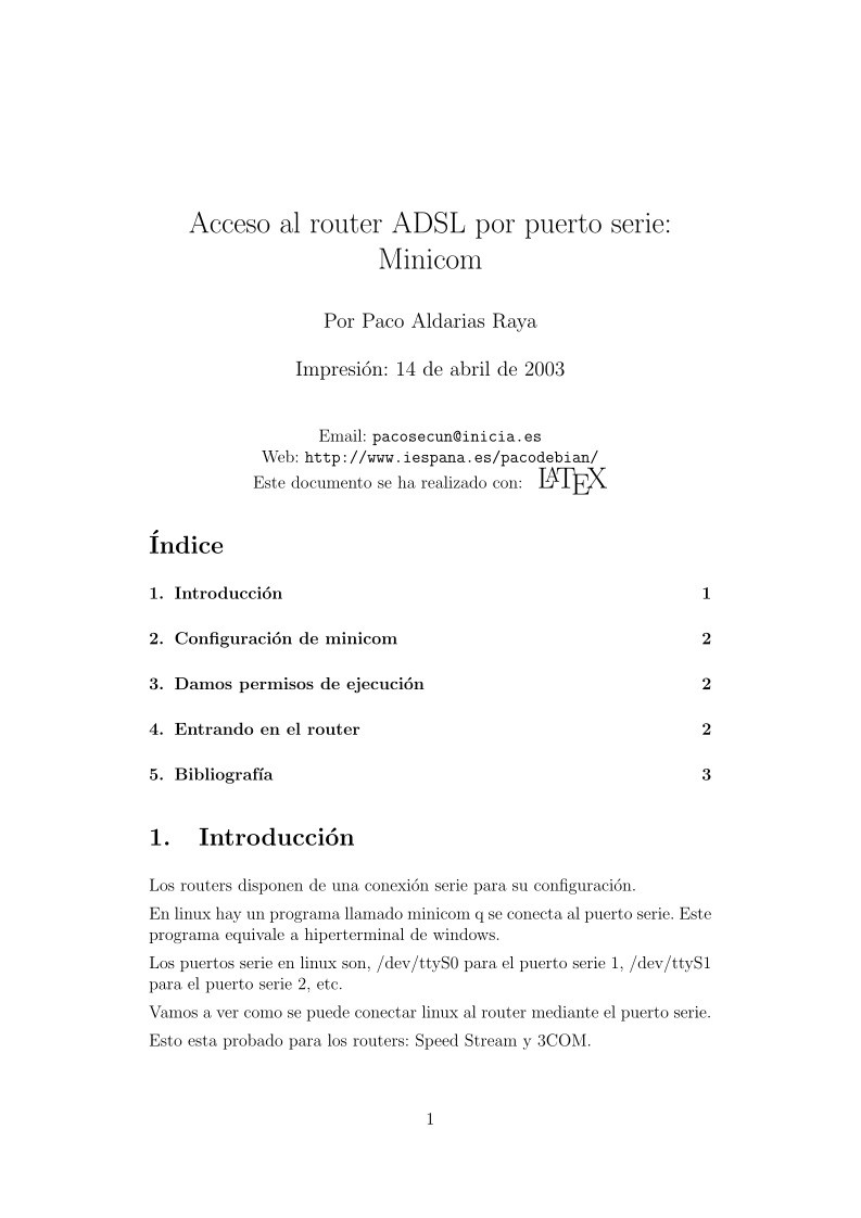 Imágen de pdf Acceso al router ADSL por puerto serie: Minicom
