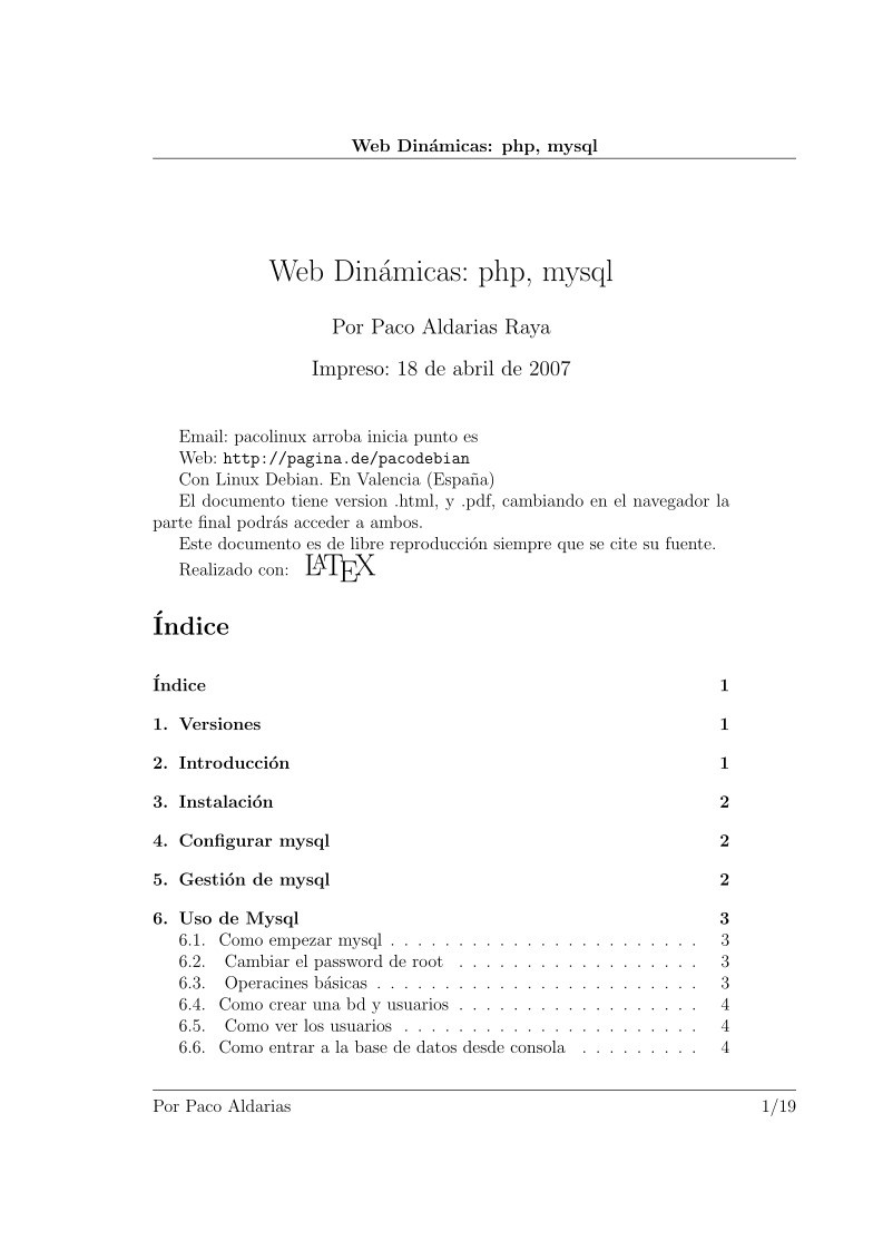 Imágen de pdf Web Dinámicas: php, mysql