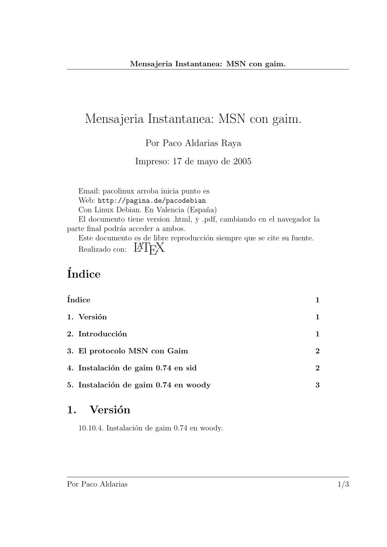 Imágen de pdf Mensajeria Instantanea: MSN con gaim