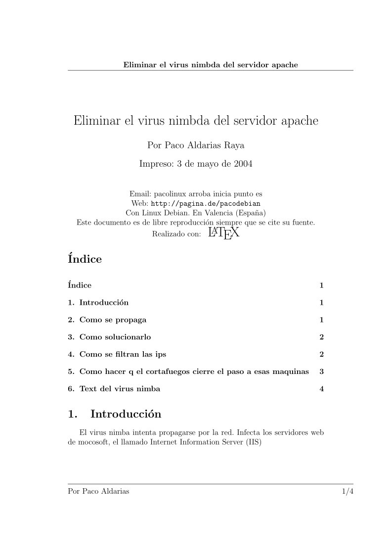 Imágen de pdf Eliminar el virus nimbda del servidor apache