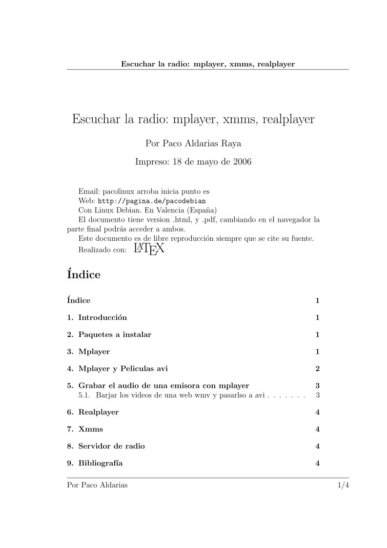 Imágen de pdf Escuchar la radio: mplayer, xmms, realplayer
