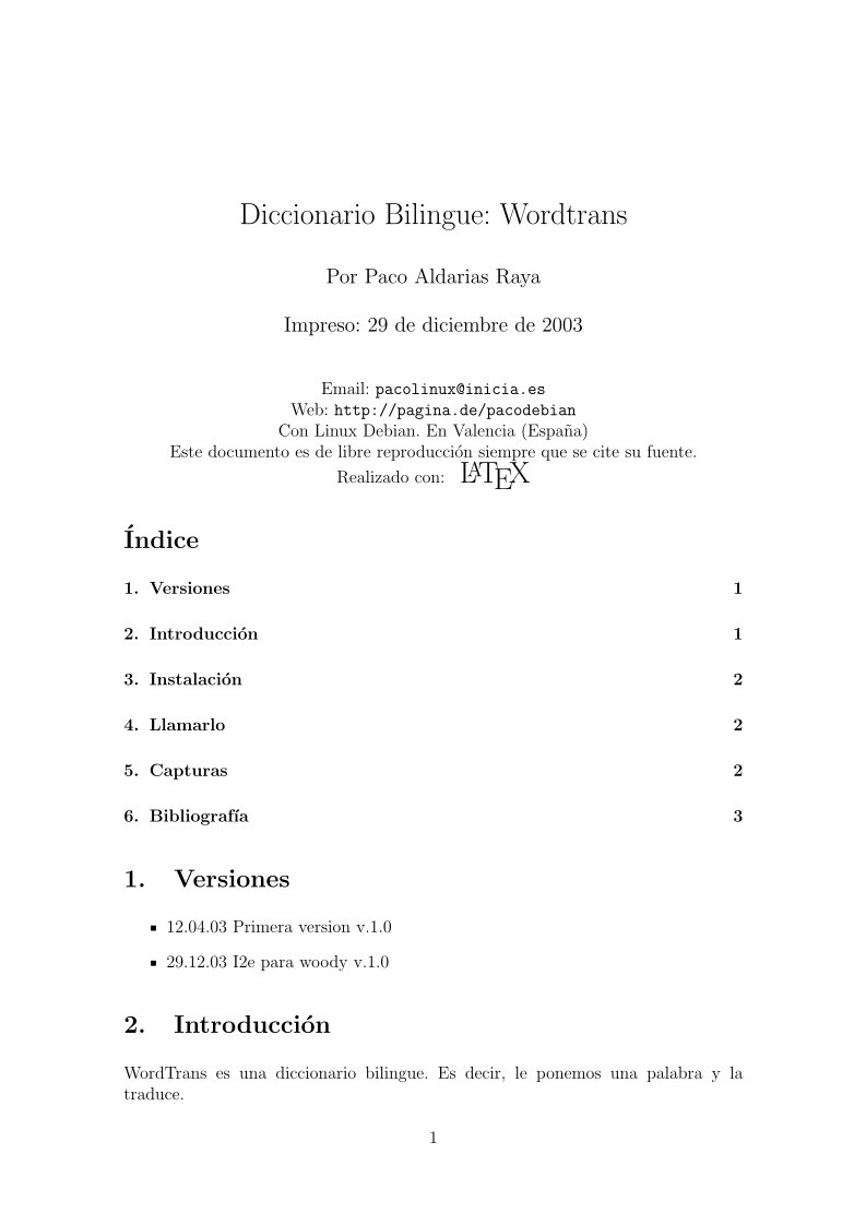 Imágen de pdf Diccionario Bilingue: Wordtrans