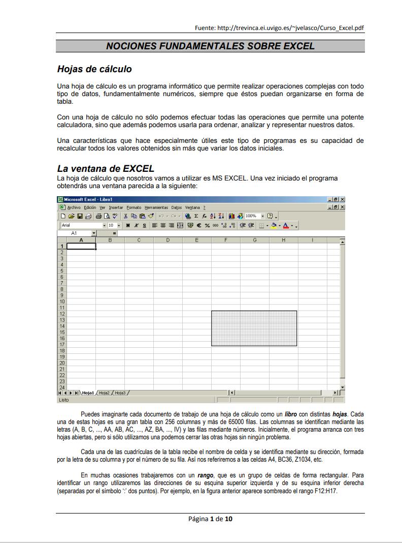 Imágen de pdf Nociones fundamentales sobre Excel