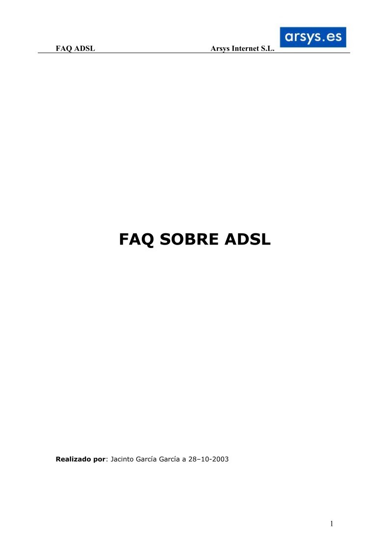 Imágen de pdf FAQ sobre ADSL