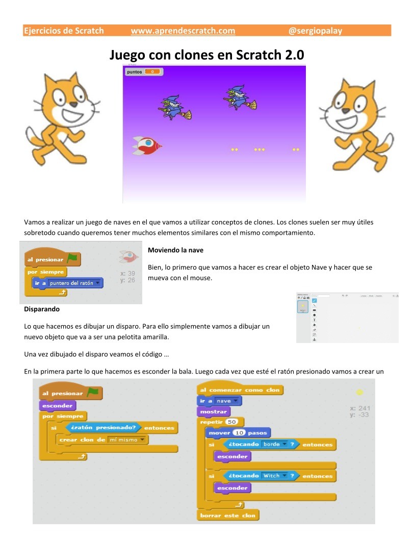 Imágen de pdf Juego con clones en Scratch 2.0