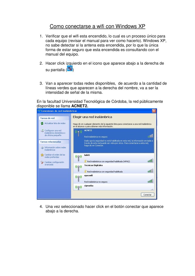 Imágen de pdf Como conectarse a wifi con Windows XP