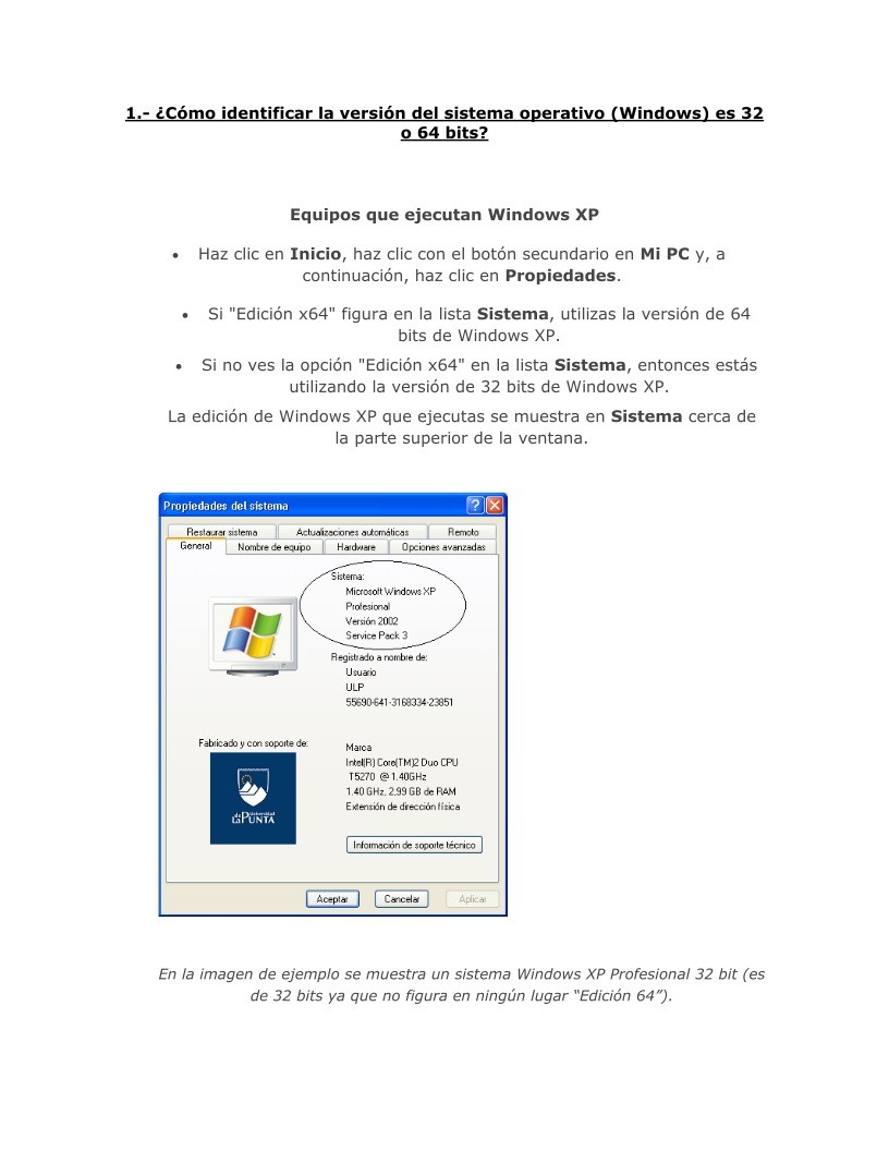 Imágen de pdf ¿Cómo identificar la versión del sistema operativo (Windows) es 32 o 64 bits?