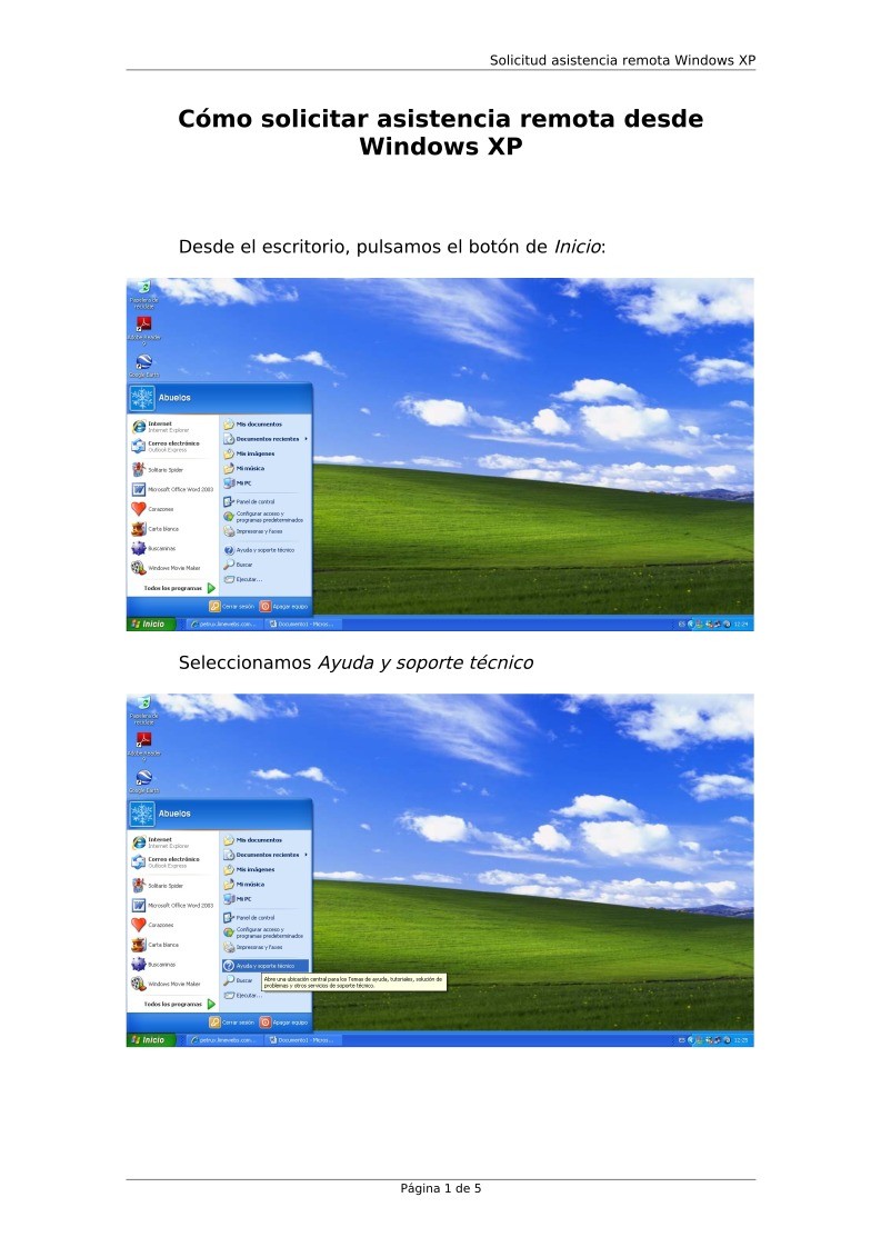 Imágen de pdf Cómo solicitar asistencia remota desde Windows XP
