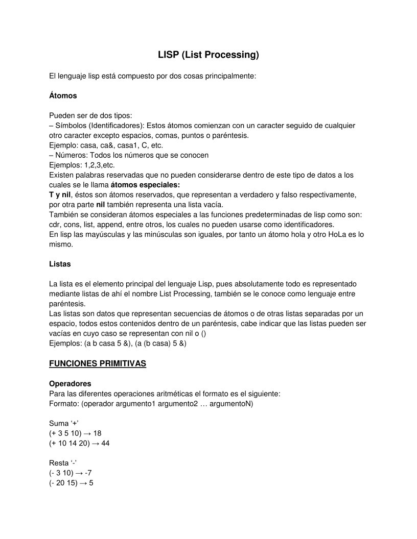 Imágen de pdf LISP (List Processing)