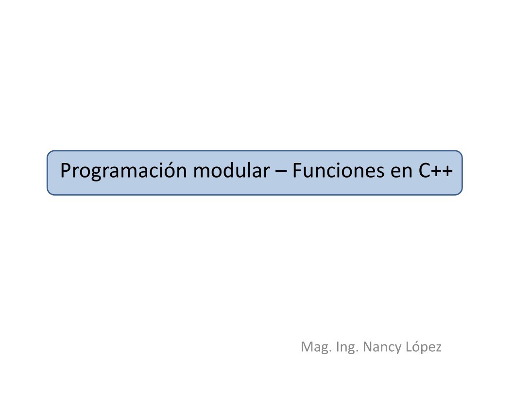 Imágen de pdf Programación modular - Funciones en C++