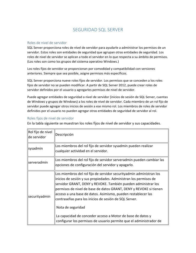 Imágen de pdf Seguridad en SQL server