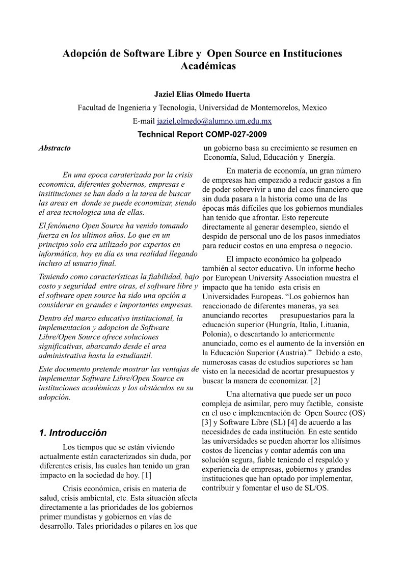Imágen de pdf Adopción de Software Libre y Open Source en Instituciones Académicas