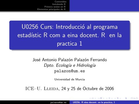 Imágen de pdf Curso: Introducción al programa estadístico R como herramienta docente. R en la practica 1