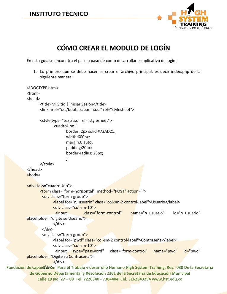 Imágen de pdf Como crear el modulo de login