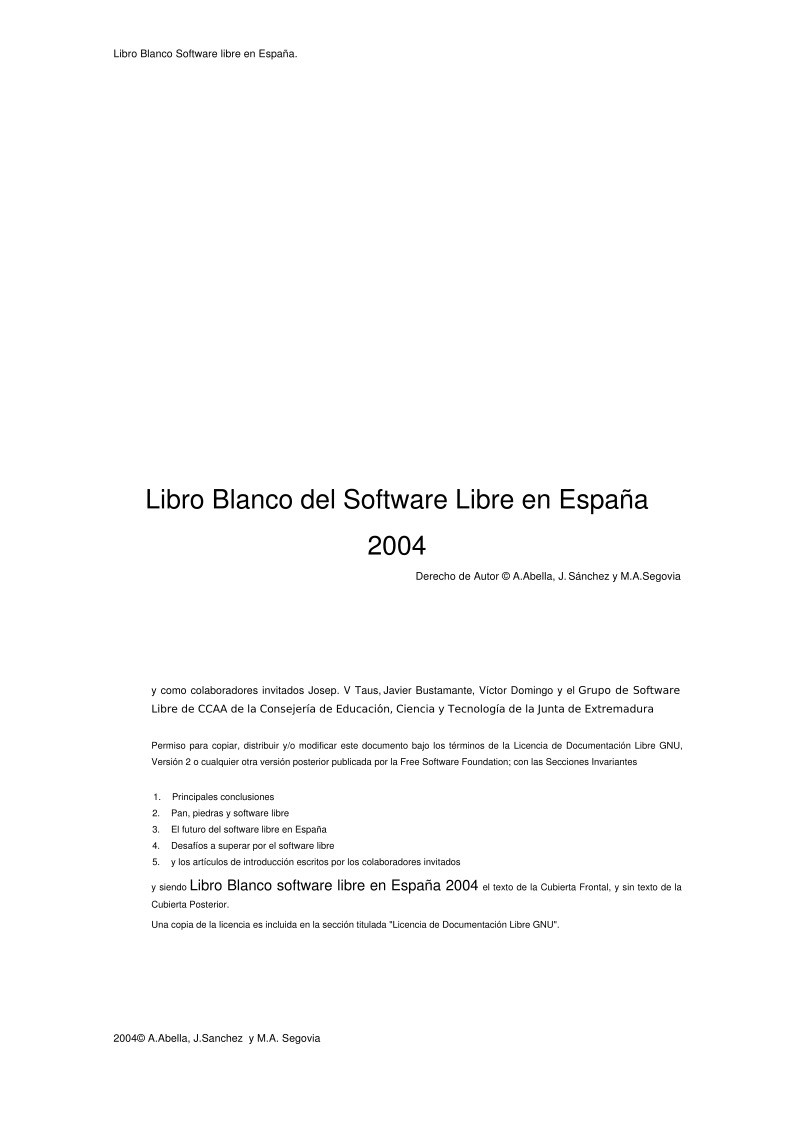 Imágen de pdf Libro Blanco del Software Libre en España