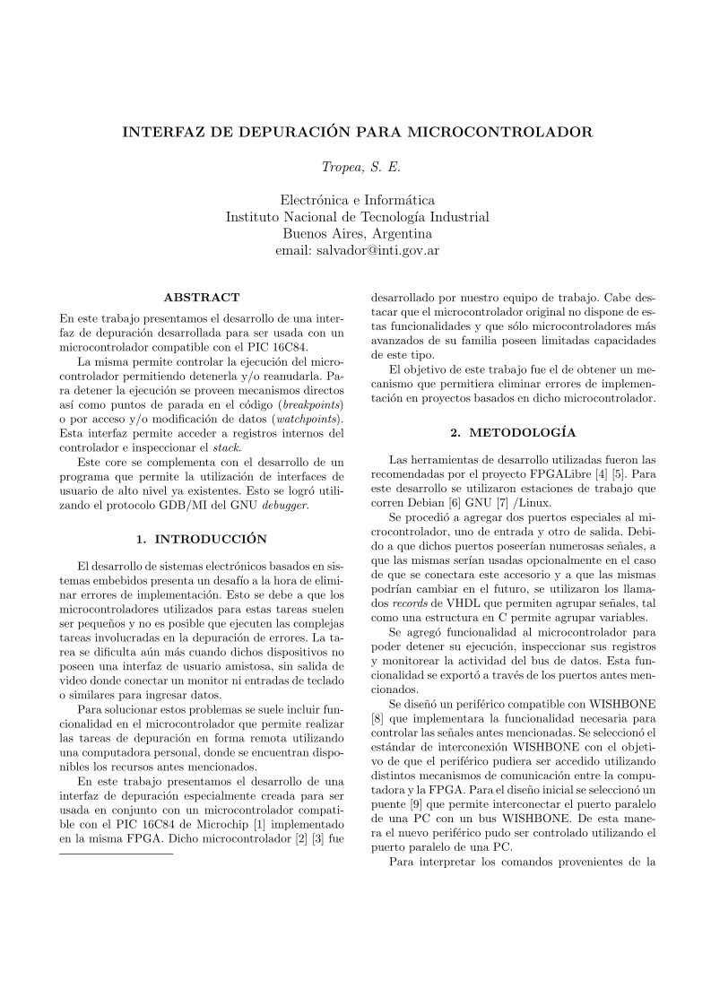 Imágen de pdf Interfaz de depuración para microcontrolador