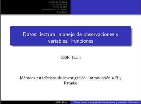 Imágen de pdf Datos: lectura, manejo de observaciones y variables. Funciones