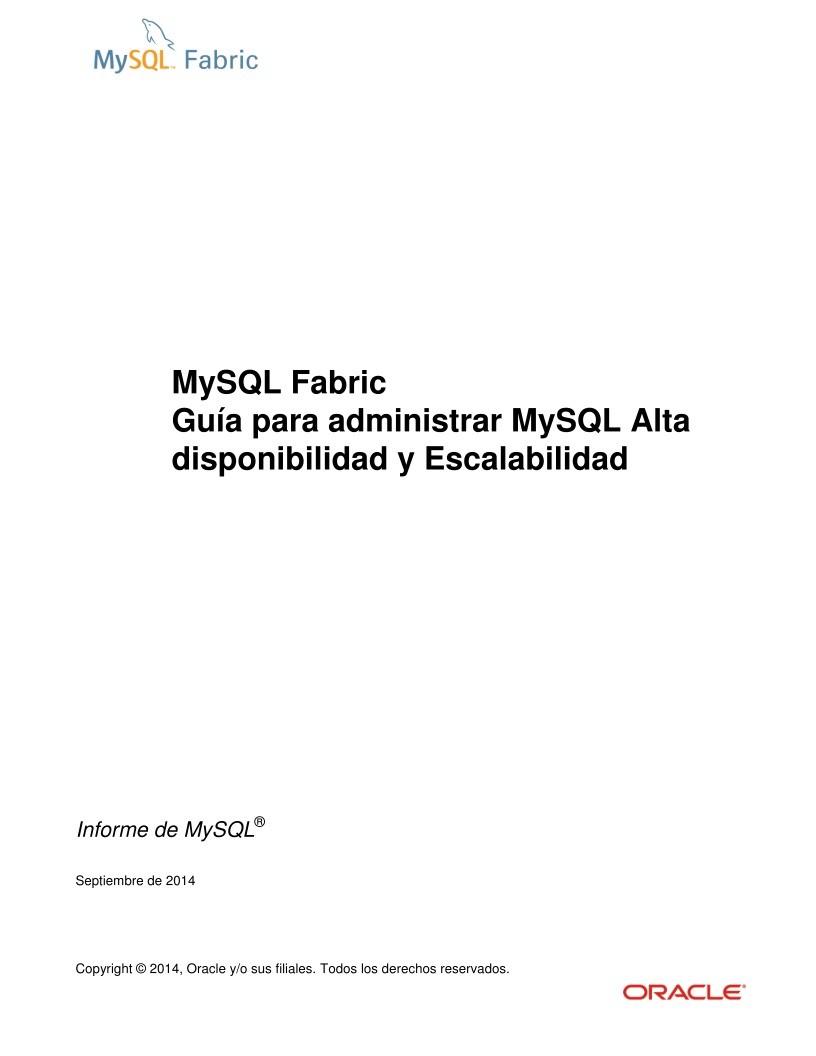 Imágen de pdf Mysql Fabric - Guía para administrar MySQL Alta disponibilidad y Escalabilidad