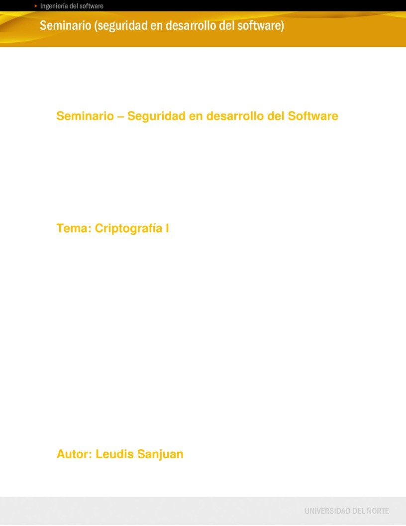 Imágen de pdf Tema: Criptografía I - Seminario - Seguridad en desarrollo del Software