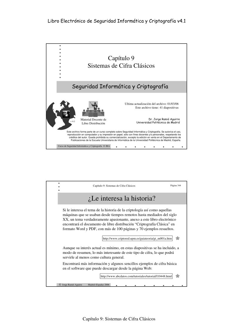 Imágen de pdf Capítulo 9 - Sistemas de Cifra Clásicos