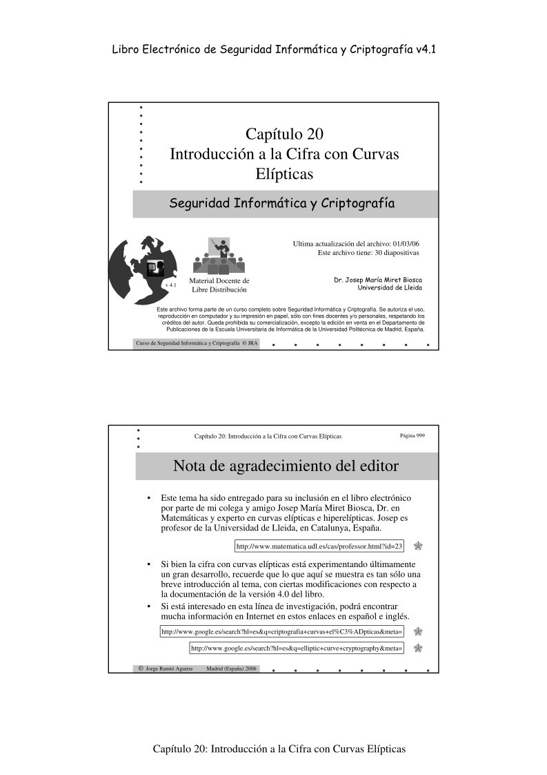 Imágen de pdf Capítulo 20 Introducción a la Cifra con Curvas Elípticas