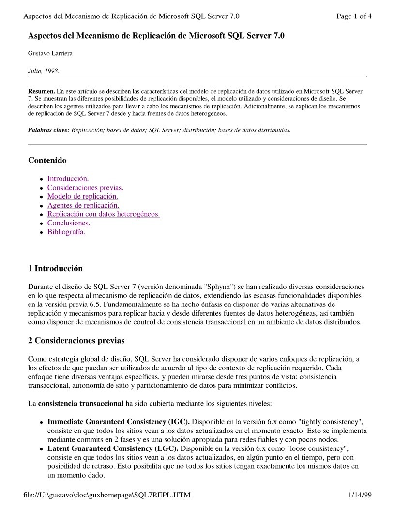 Imágen de pdf Aspectos del Mecanismo de Replicación de Microsoft SQL Server 7