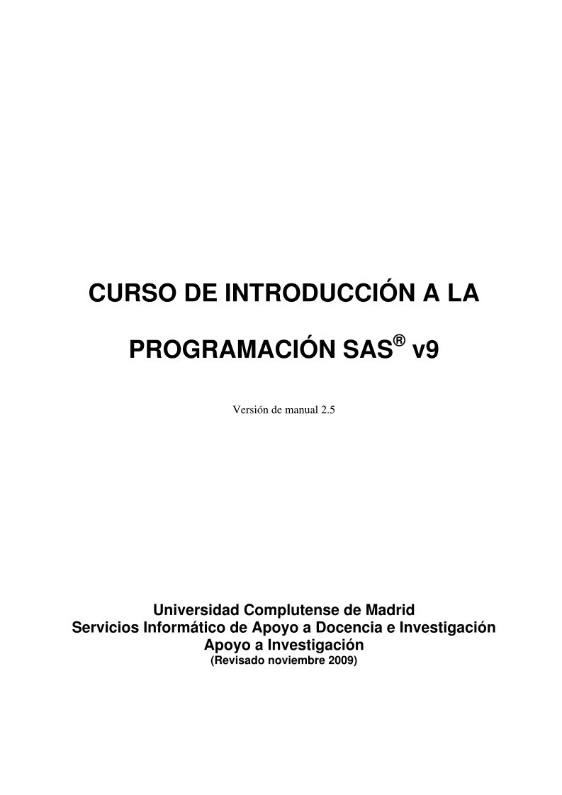 Imágen de pdf Curso de introducción a la programación SAS v9