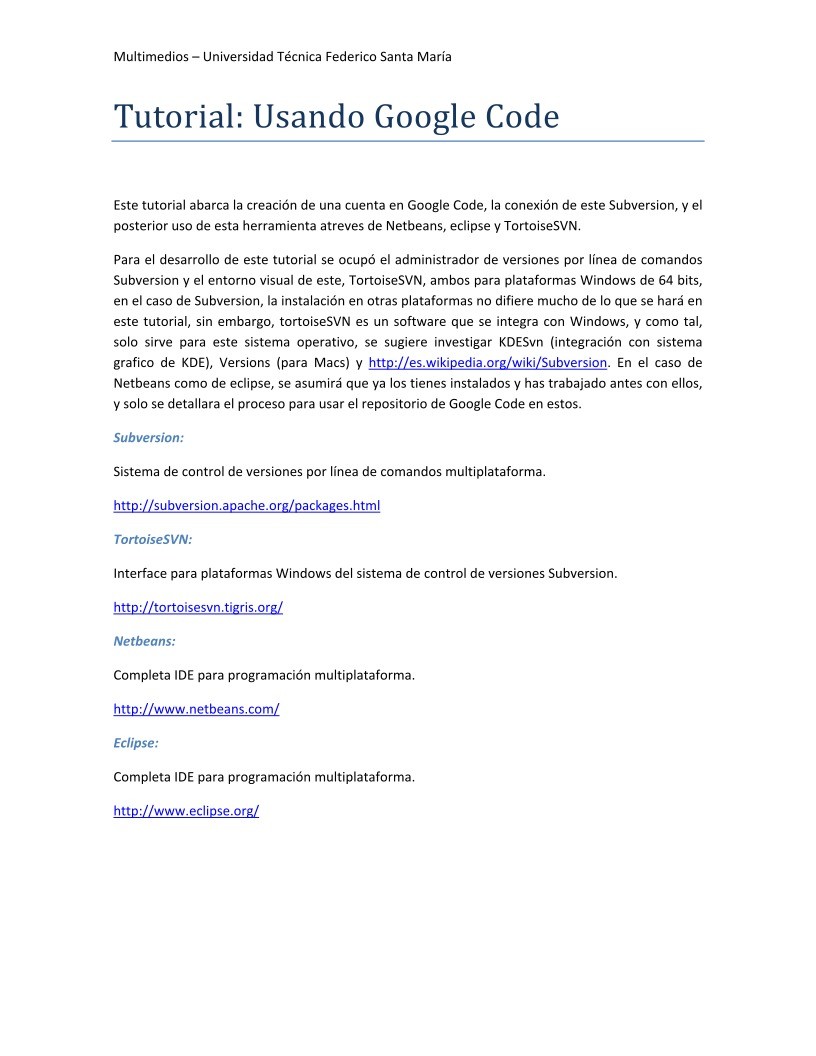 Imágen de pdf Tutorial: Usando Google Code
