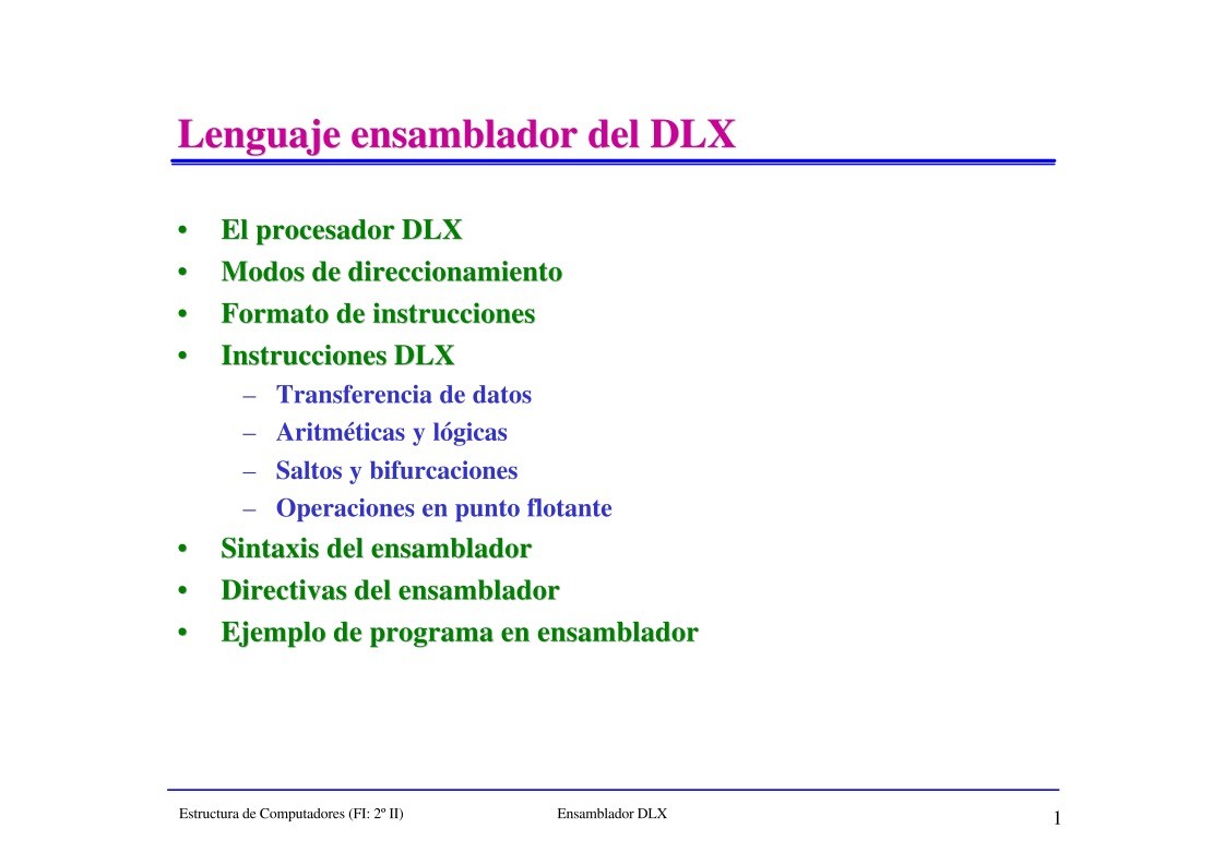 Imágen de pdf Lenguaje ensamblador del DLX