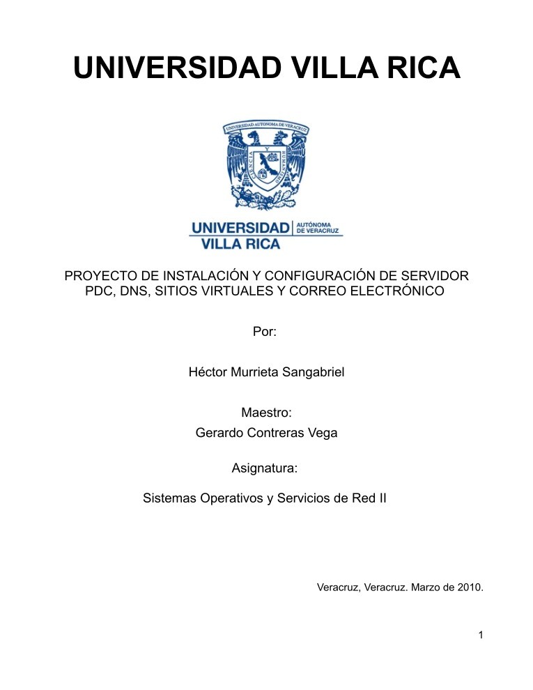 Imágen de pdf Proyecto de instalación y configuración de servidor PDC, DNS, sitios virtuales y correo electrónico