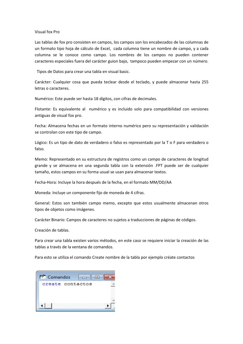 Imágen de pdf Visual Foxpro - tipos de datos y tablas